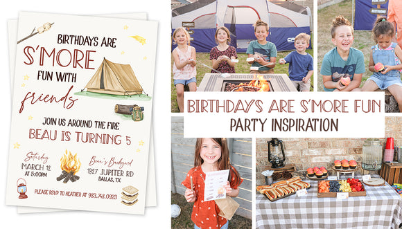 Camping and S'more Themed Birthday Party