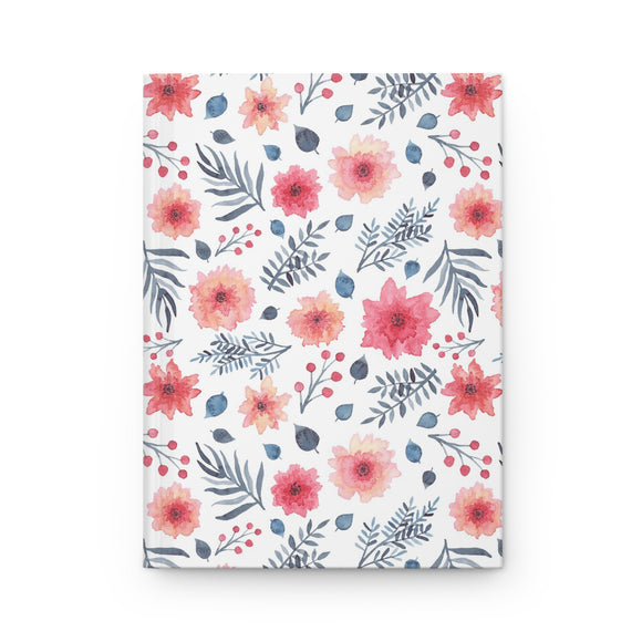 Watercolor Red and Blue Floral Hardcover Journal Matte