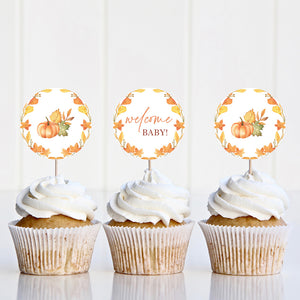 Fall In Love Baby Shower Cupcake Toppers