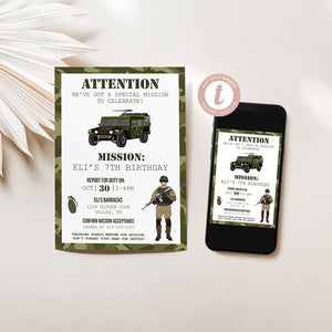 Army Training Birthday Invitation