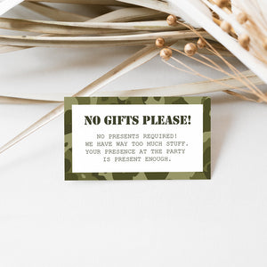 Army Training Birthday No Gifts Please Card