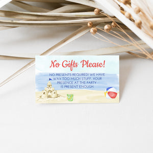 Beach Party Birthday No Gifts Please Card