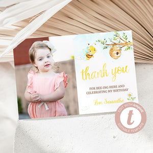 Honey Bee Birthday Thank You Card