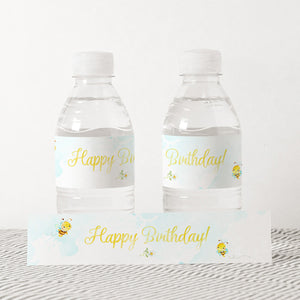 Honey Bee Birthday Water Bottle Label