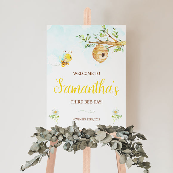 Honey Bee Birthday Welcome Sign