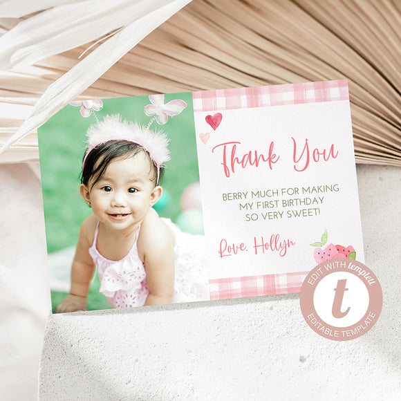 Berry First Birthday Thank You Card