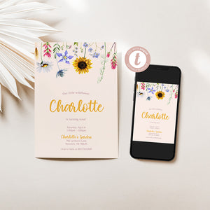 Little Wildflower Birthday Party Invitation