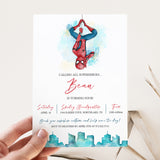 Watercolor Spiderman Birthday Party Invitation