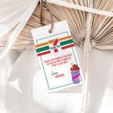 Striped Seventh Birthday Party Favor Tag