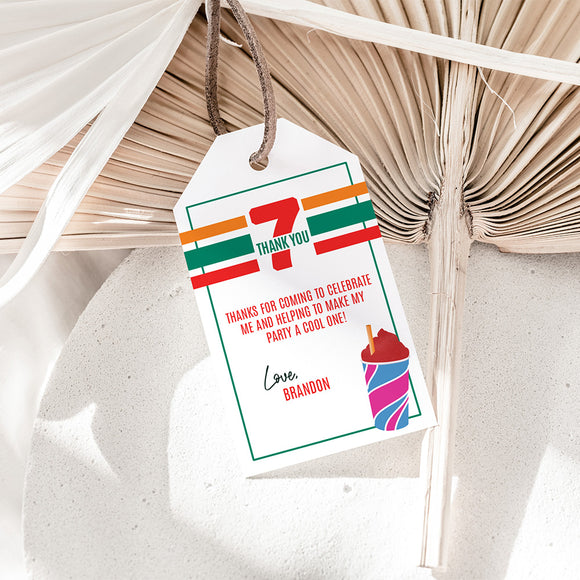 Striped Seventh Birthday Party Favor Tag