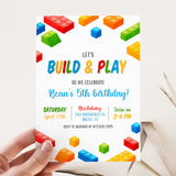Watercolor Building Block Birthday Invitation