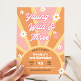 Young, Wild & Three Birthday Thank You Tag - EDIT YOURSELF