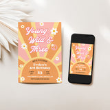 Young, Wild & Three Birthday Party Invitation