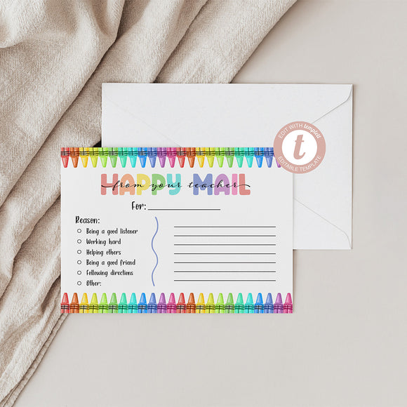 Happy Mail Watercolor Crayons - Brag Note for Students