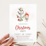 Elf and Tree Christmas Party Invitation