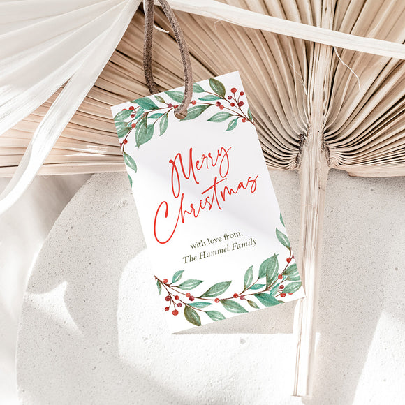 Merry Christmas Berries Gift Tag