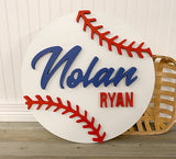 Round Custom Baseball Name Sign