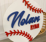 Round Custom Baseball Name Sign