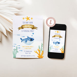 Baby Shark Birthday Invitation - Boy