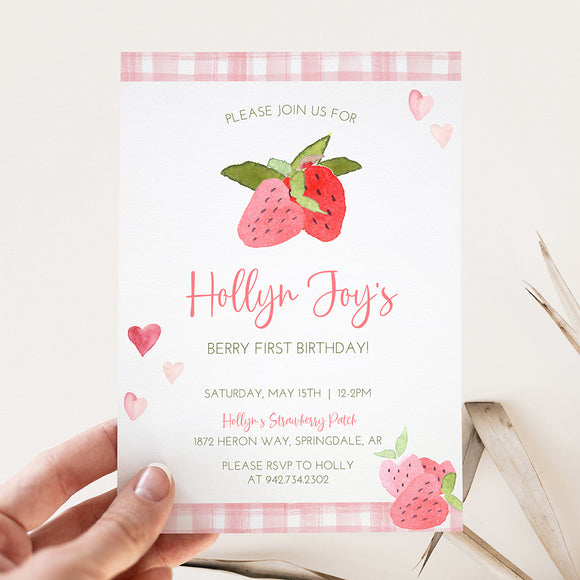 Berry First Birthday Party Invitation