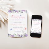 Butterfly Kisses Birthday Party Invitation