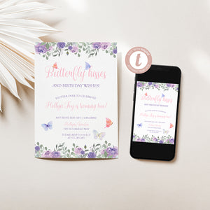 Butterfly Kisses and Birthday Wishes Invitation