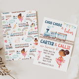Choo Choos and Tutus Birthday Party Invitation