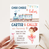 Choo Choos and Tutus Birthday Party Invitation