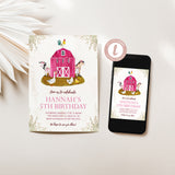 Floral Farm Animal Birthday Invitation
