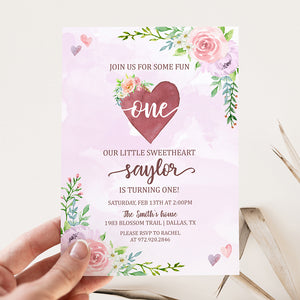 Floral Sweetheart Birthday Party Invitation