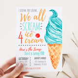 Scream FOUR Ice Cream Birthday Party Invitation - Boy