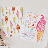 Scream FOUR Ice Cream Birthday Party Invitation - Girl