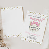 Are You Kitten Me Right Meow Birthday Invitation - EDIT YOURSELF