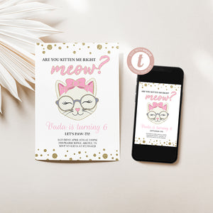 Are You Kitten Me Right Meow Birthday Invitation