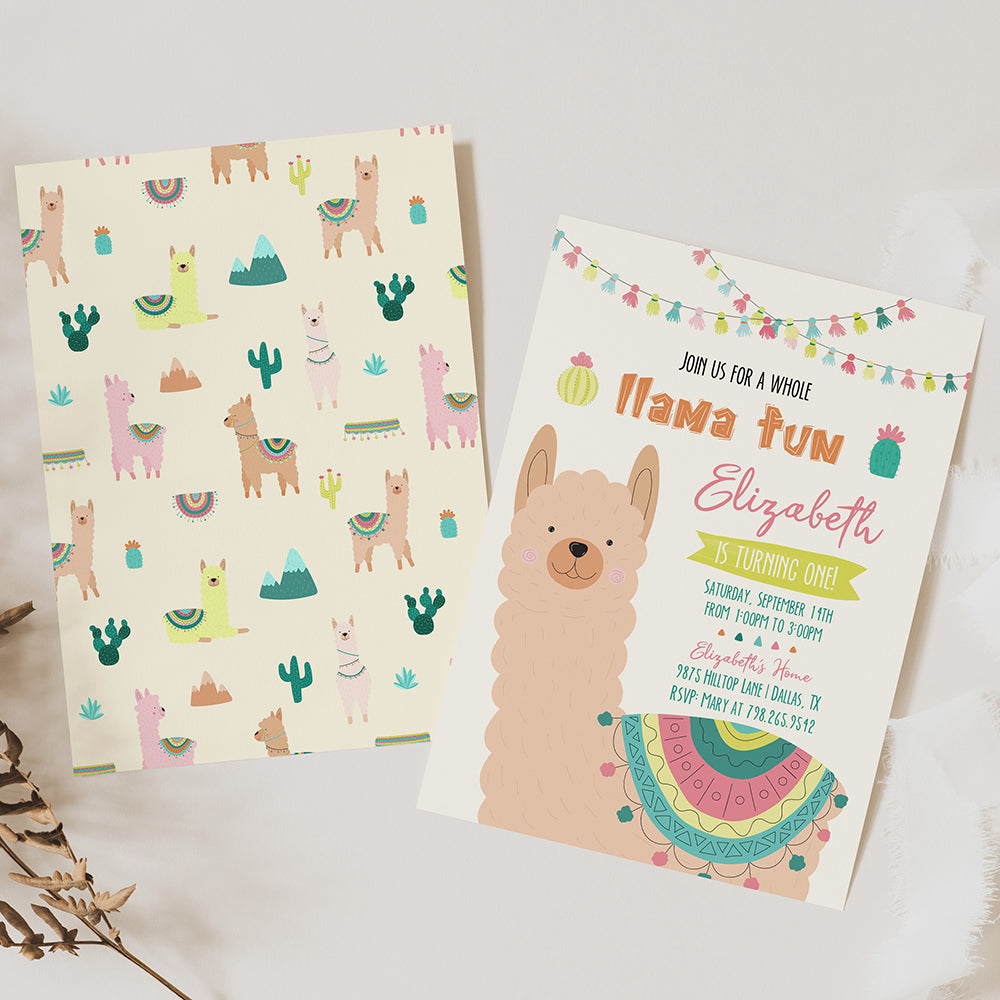Whole Llama Fun Birthday Invitation – The Painted Barn Studio
