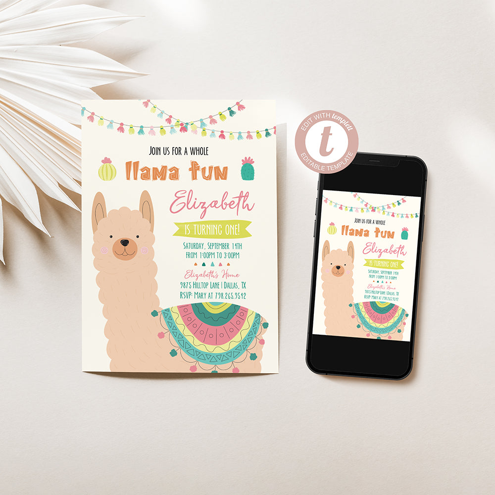 Whole Llama Fun Birthday Invitation – The Painted Barn Studio
