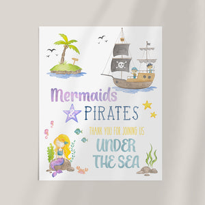 Mermaids and Pirates Birthday Party Thank You Sign