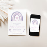 Purple Watercolor Rainbow Birthday Party Invitation