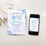 Snow Fun to be One Birthday Party Invitation
