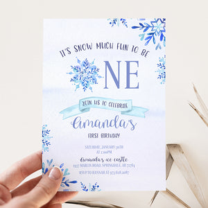 Snow Fun to be One Birthday Party Invitation
