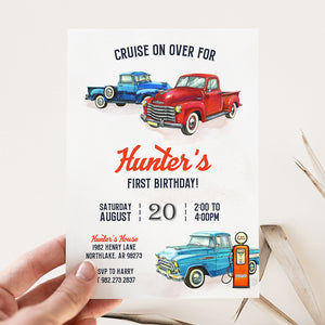 Vintage Truck Birthday Party Invitation