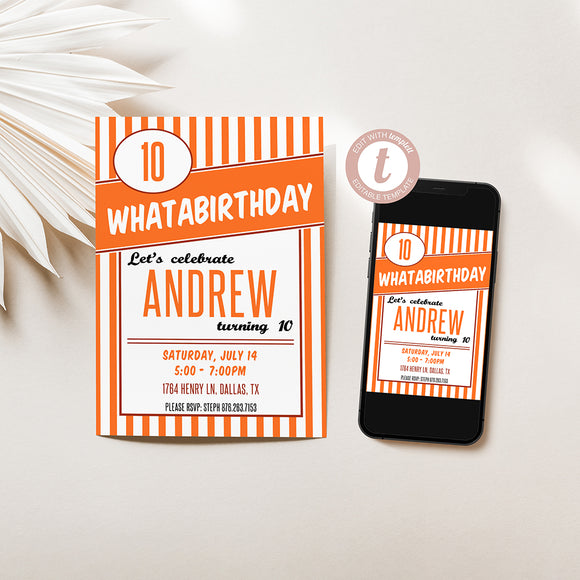 Whataburger Birthday Invitation - EDIT YOURSELF