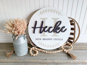Round Custom Family Name Sign - Cut Out